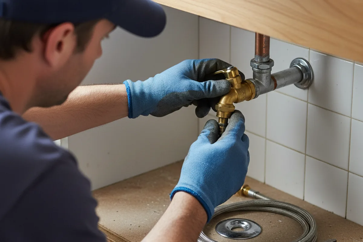 Shutoff valve and fitting work during Faucet and Fixture Repair in Shiro
